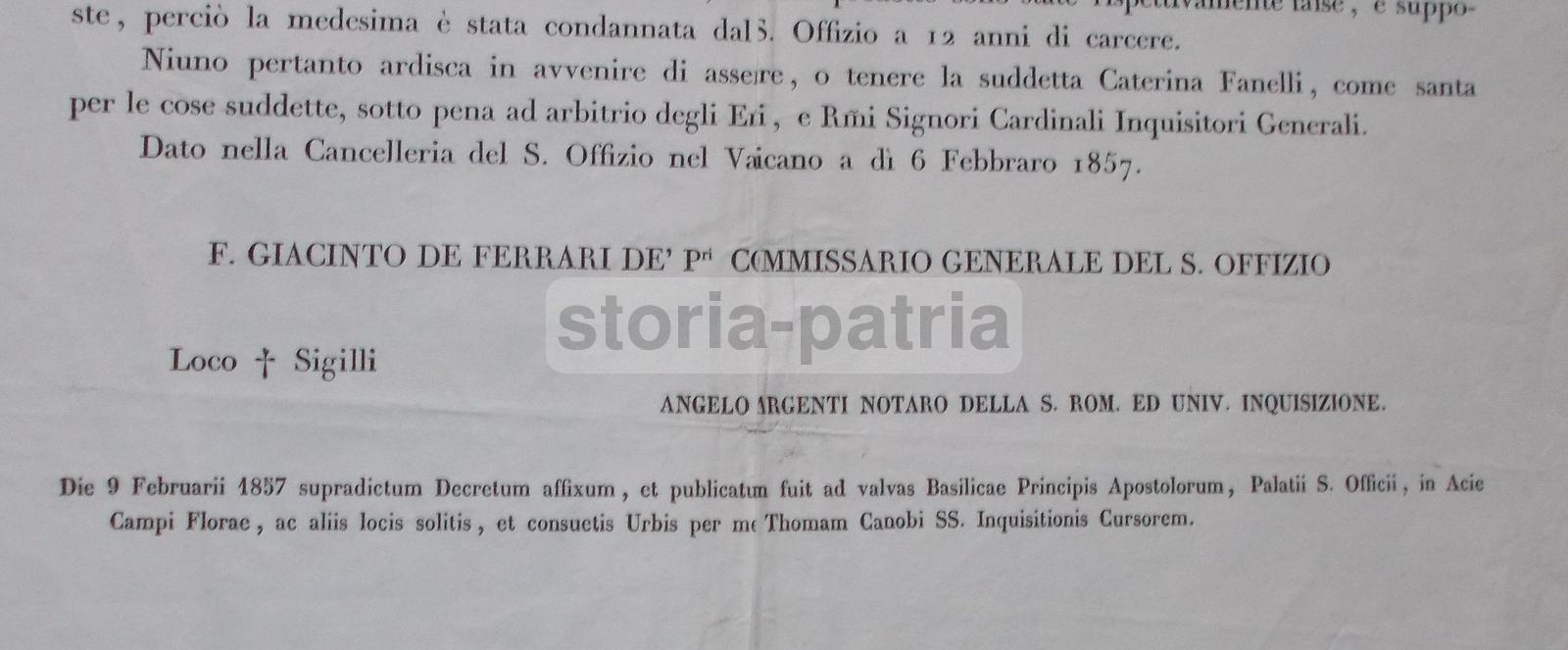 Santa Inquisizione, Decreto Di Condanna, Presunta Santita, Sora, Sezze, Casalviere immagine 4