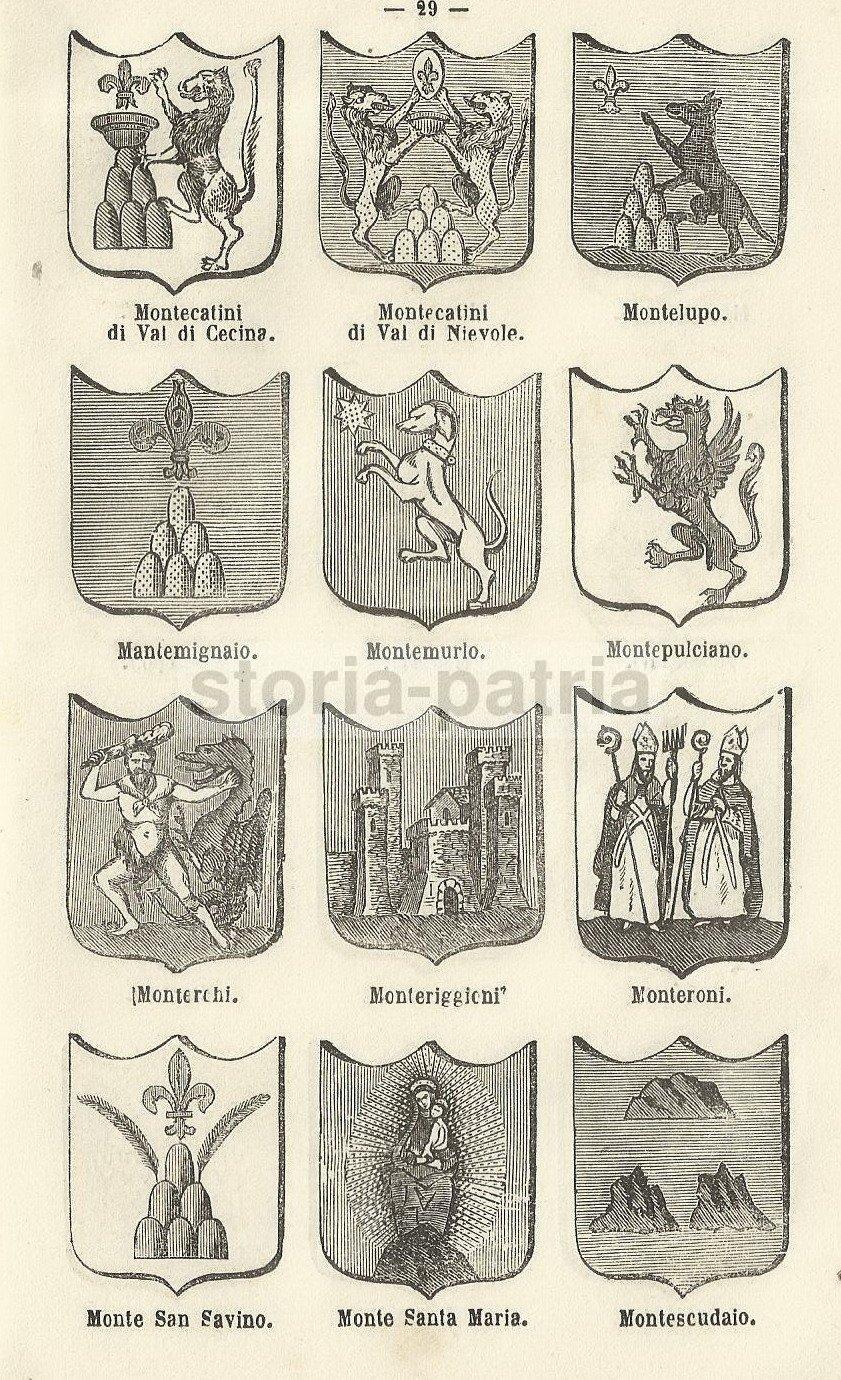 Toscana, Araldica, Stemmi Araldici Municipali, Allegorie, Bibbiena, Orbetello, Asciano immagine 2