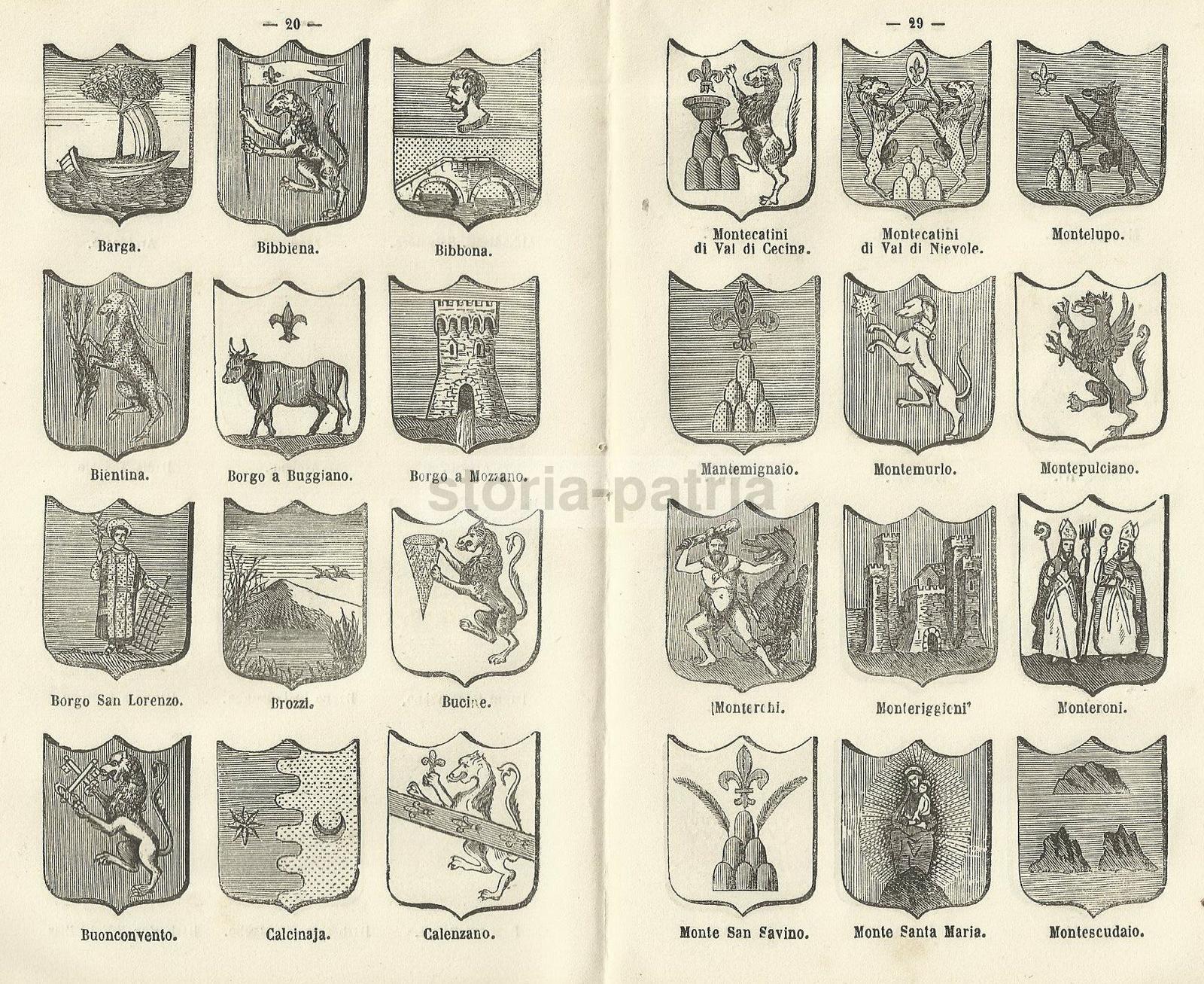 Toscana, Araldica, Stemmi Araldici Municipali, Allegorie, Bibbiena, Orbetello, Asciano immagine 3