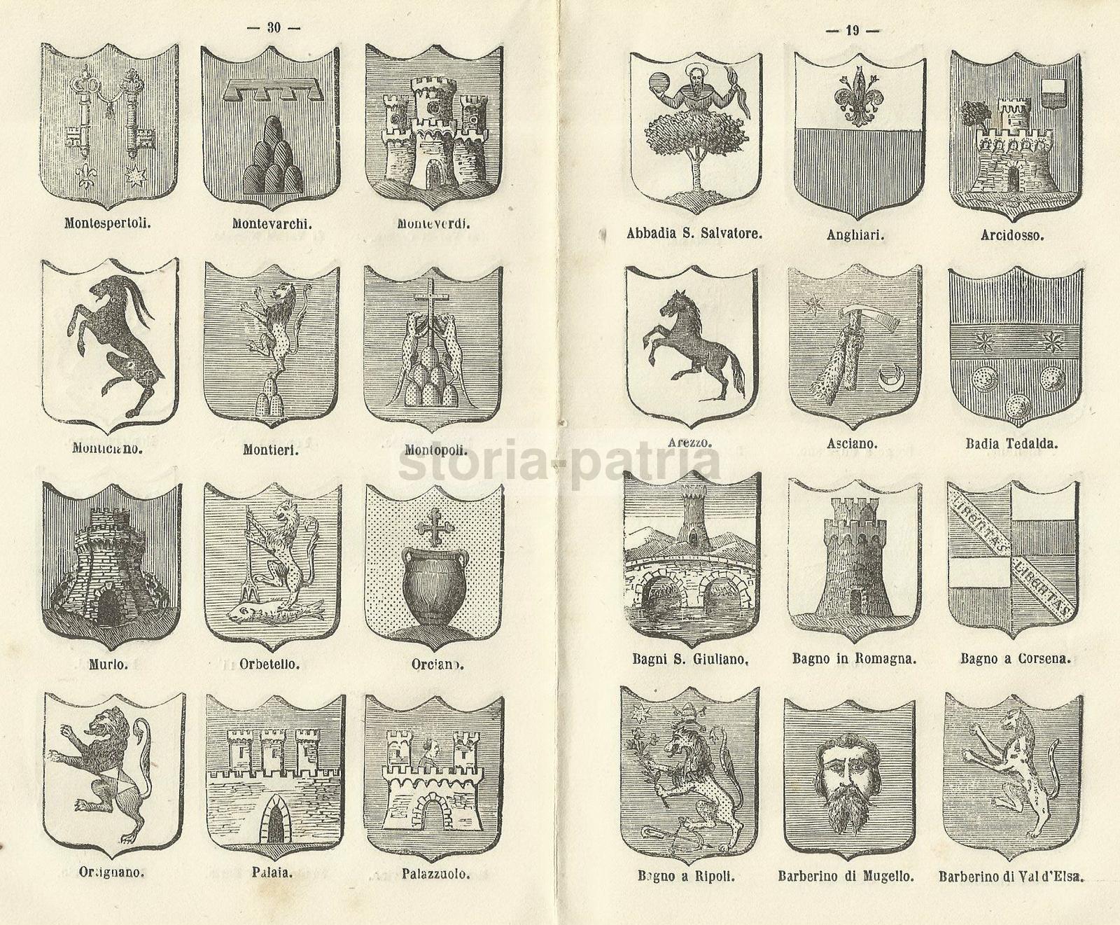 Toscana, Araldica, Stemmi Araldici Municipali, Allegorie, Bibbiena, Orbetello, Asciano immagine 6