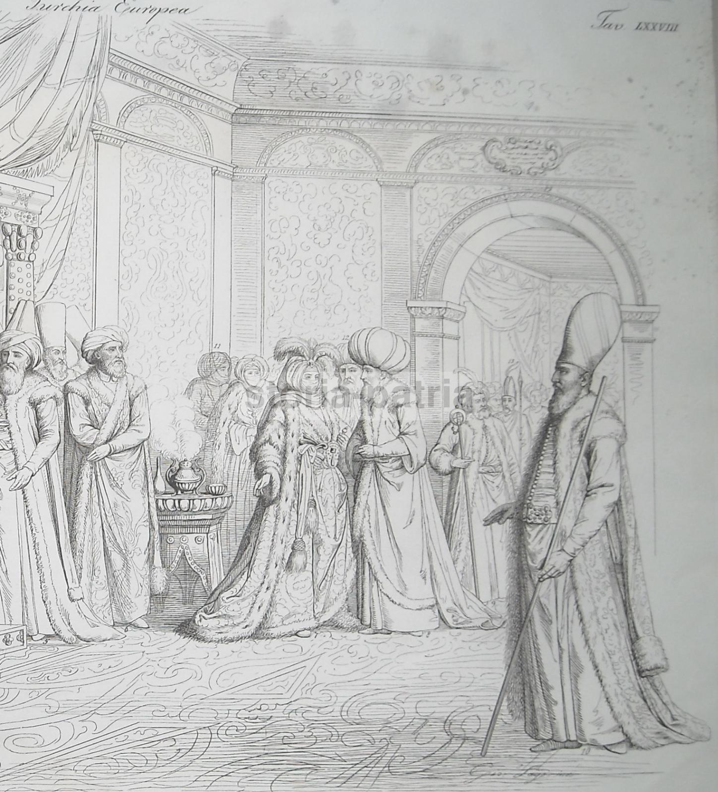 Turchia Europea, Nobili Personaggi, Costumi d'Epoca, Bella Animata Veduta, Lago, 800 immagine 3