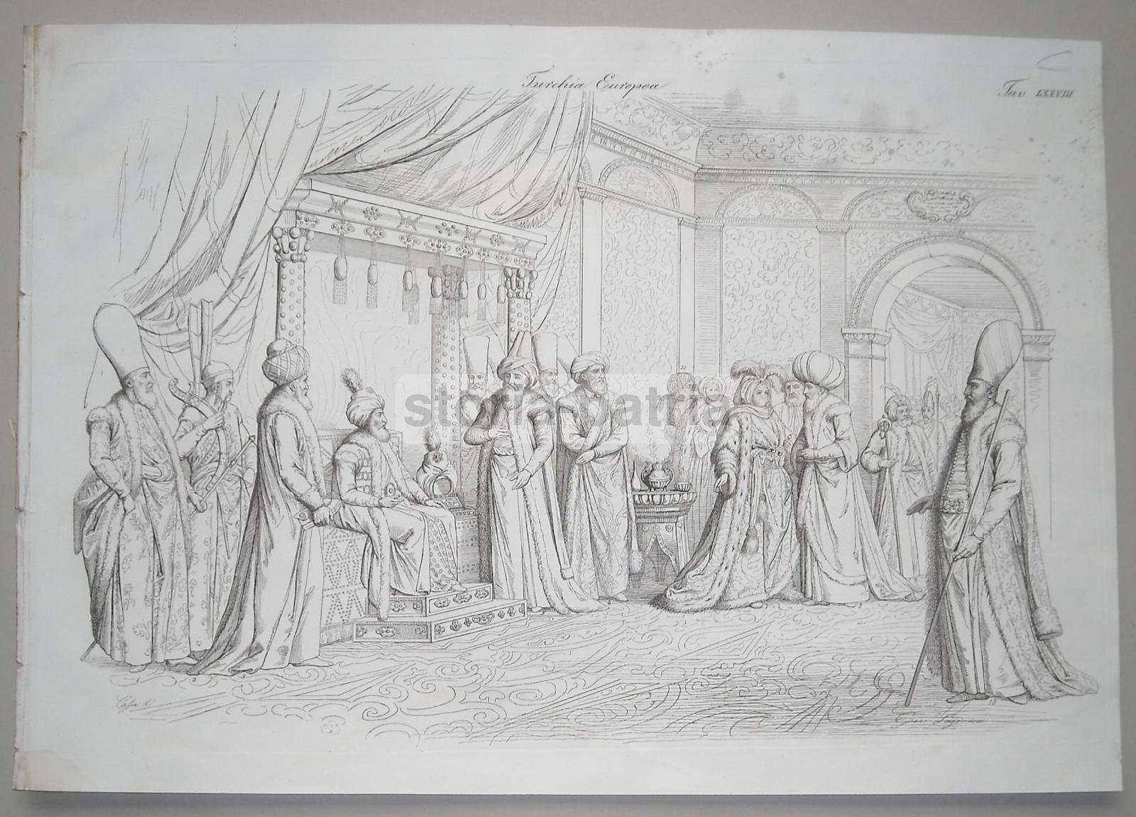 Turchia Europea, Nobili Personaggi, Costumi d'Epoca, Bella Animata Veduta, Lago, 800 immagine 6